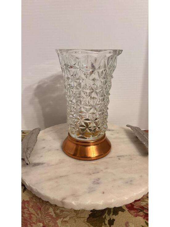 Other - Vintage Crystal Vase with Copper Craft Guild Diamond Cut Glass